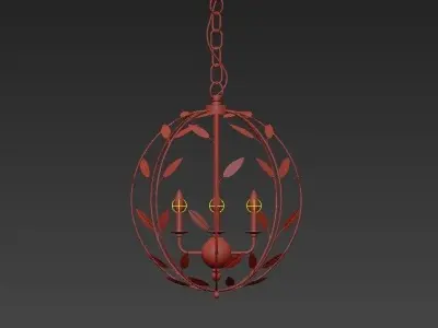 Uttermost chandelier with leaves hanging from it 3D model