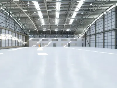 Airplane Hangar Interior 8 Low-poly 3D model