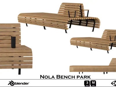 Nola Bench   Modern Urban Outdoor Seating Low-poly 3D model