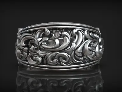 Baroque Royal Pattern Grass Vintage Decor Ring 3D print model