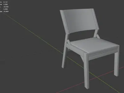 Wooden Chair cushioned seat Low Topology Low-poly 3D model