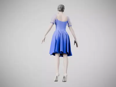Dress 09 Very Light Blue Low-poly 3D model