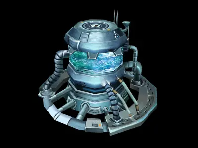 Energy-reserve futuristic space station 3D model