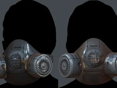 Gas mask helmet 3d model scifi Low-poly  Low-poly 3D model