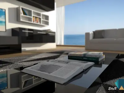 Modern living room on the sea 3D model