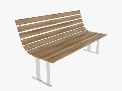Wooden street bench 3D model