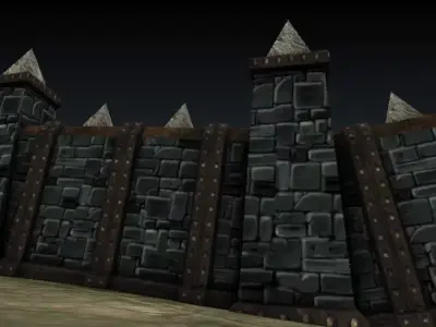 Lowpoly Column and Wall Low-poly 3D model