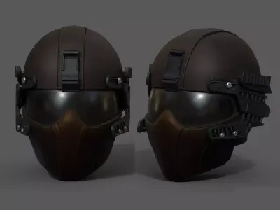 Helmet scifi military combat cyborg armor develop fantasy  Low-poly 3D model