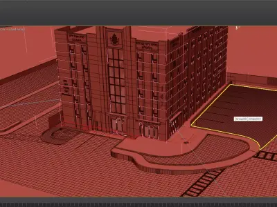 Architectural Building 3D Model Low-poly 3D model