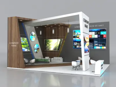 Booth Exhibition Stand Stall 8x7m Height 500 cm 2 Side Open 3D model