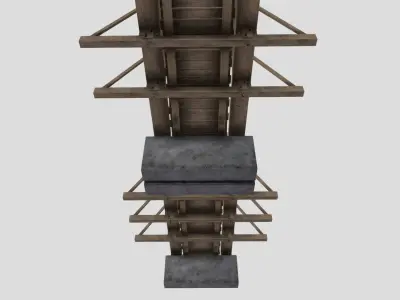 Wooden Bridge Low-poly 3D model