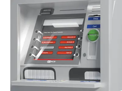 3D NCR bank atm money 3D model