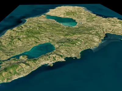 Lesbos Island full 3d model terrain Low-poly 3D model