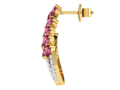 Light Weight Yellow Gold Diamond Earring  -EAR-019 3D print model