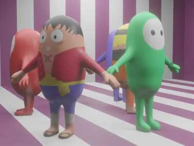 Fall Guys anime style 3D model