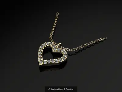Heart Stone 14  Pendant  Collection 3D Model Pack