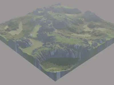 Scottish Highland with grass and moss 3D model