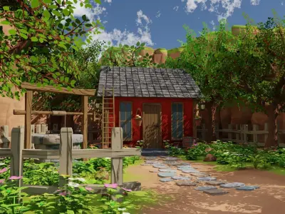 Red House Scene 3D model