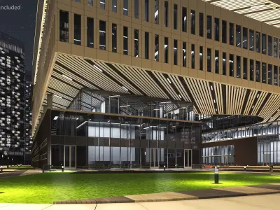  Modern Office Building Night Glow 