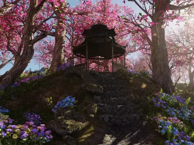 Japanese Gazebo Scene 3D model