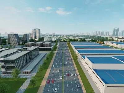 3D Industrial Park Animation 3D model