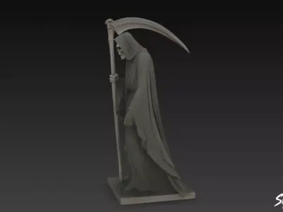 Death Reaper Statue Mourning Pose Low-poly 3D model