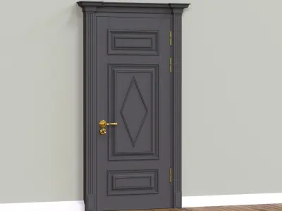 Classic door in white and black 3D model