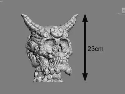 Skull dragon Headphone Stand Cyborg skull dragon Headset Stand 3D print model