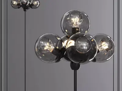 Modo Floor Lamp 5 Globes Black and Gray Glass 3D model