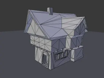 Medieval Town House Low-poly 3D model get
