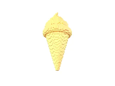 Voxel Ice Cream Cone v1 003 Low-poly 3D model