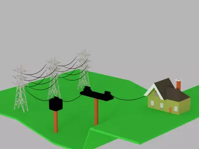 electric power tower 3D model Low-poly 3D model