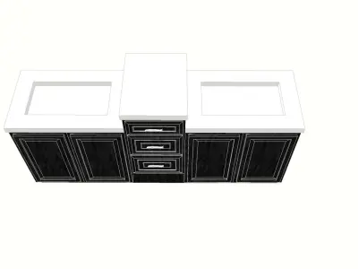 vanity comprised of stock cabinets concrete countertop 3D model