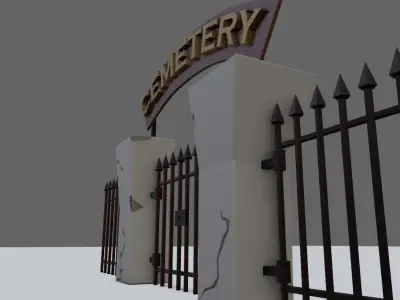 Cemetery Gate - Portao do Cemiterio Low-poly 3D model