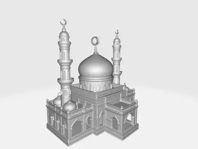 Majestic Golden Dome Mosque Ramadan and Eid Architectural 3D print model