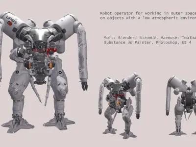 Lowpoly model robot - mech 3D model Low-poly 3D model