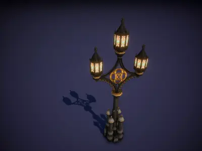 Gothic Lamppost 001 Low-poly 3D model