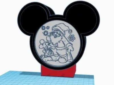 Mickey Mouse and Santa Litho Lamp and Christmas stickers  3D print model