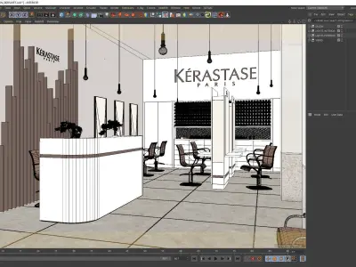 Redshift - C4D Scene files - Salon Scene interior  3D model