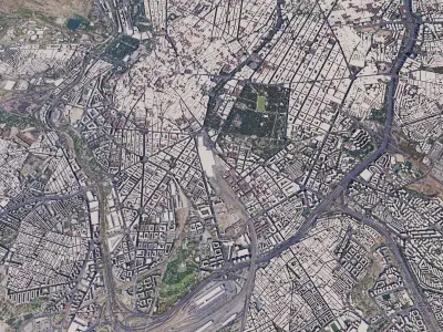 Madrid Low-poly city of paris from space 3D model