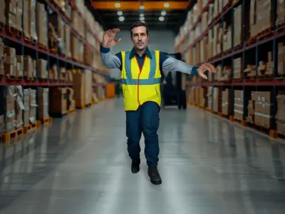 Forklift Operator in Neon Safety Vest Low-poly 3D model