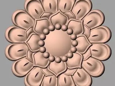 Furniture decoration round flower 3D STL model for CNC E896 3D model