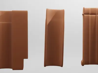 Conjunto com tres telhas de ceramicas 3D model