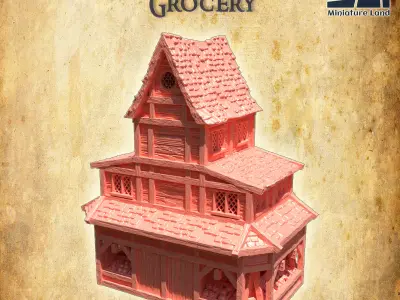 Medieval Grocery House 28 mm Tabletop Terrain 3D print model