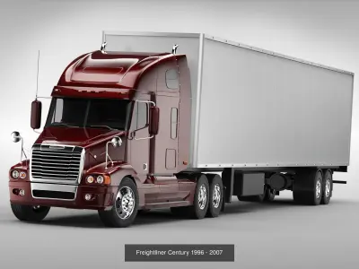 Trucks Collection semi truck with lights 3D Model Pack