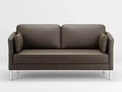 2470 N leather sofa with chrome legs 3D model