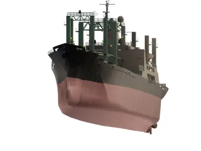 Cargo ship with cranes 3D model