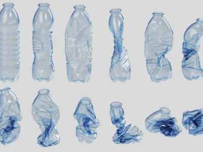 Crushed Plastic Bottle v2 3D model