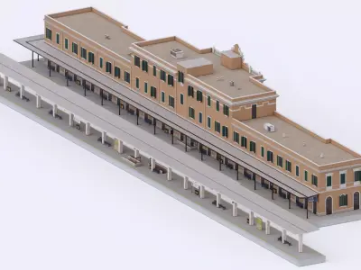 Classical Train Station 3D model