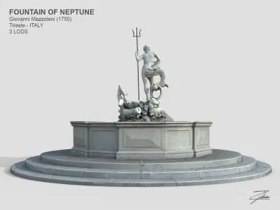 Fountain of Neptune Low-poly 3D model